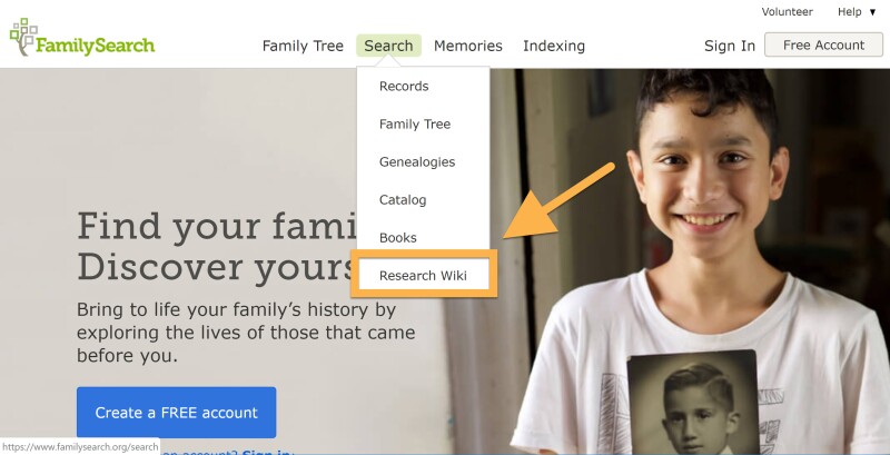 A screenshot of how to find the Research wiki.