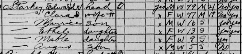 1930 Cenus showing Ed and Clara Starkey and family