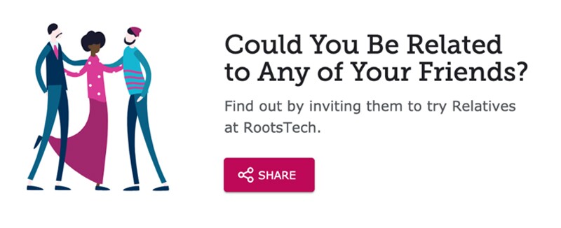 The share button for relatives at RootsTech. 