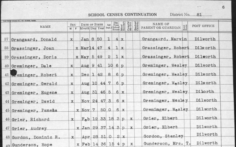 school census records from the 1950s