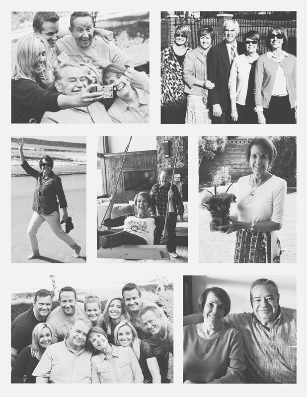 collection of photographs of a woman at her celebration of life ceremony.