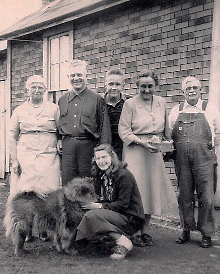 Family with dog in 1950s