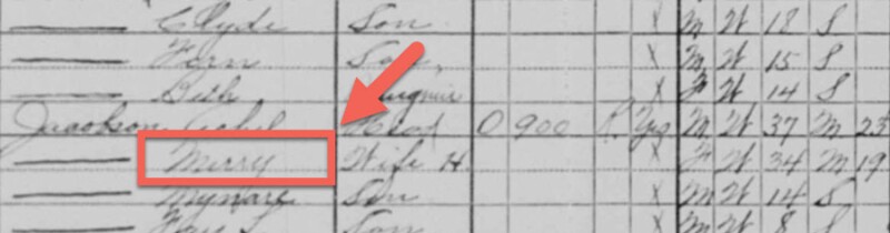 Screenshot of the name Merry in a 1930 U.S. census record.