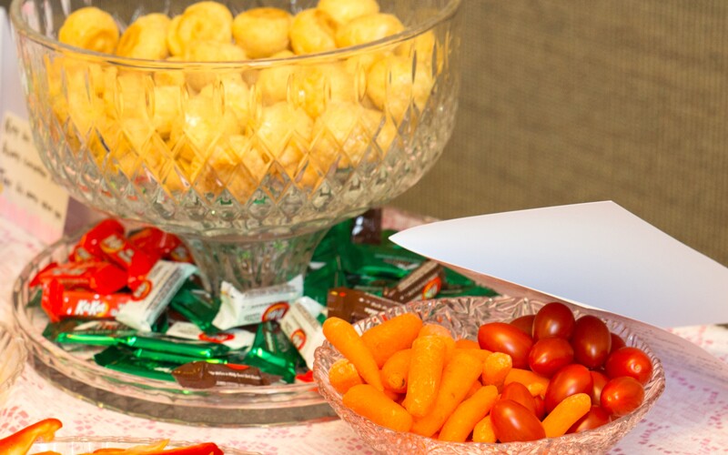 Snacks and food on a table.