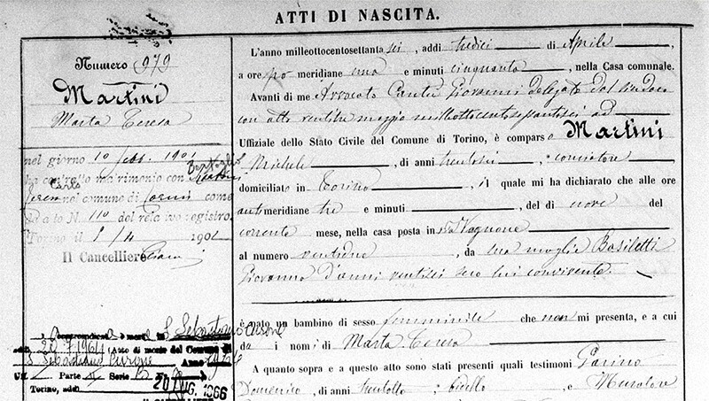 an archived italian birth record.