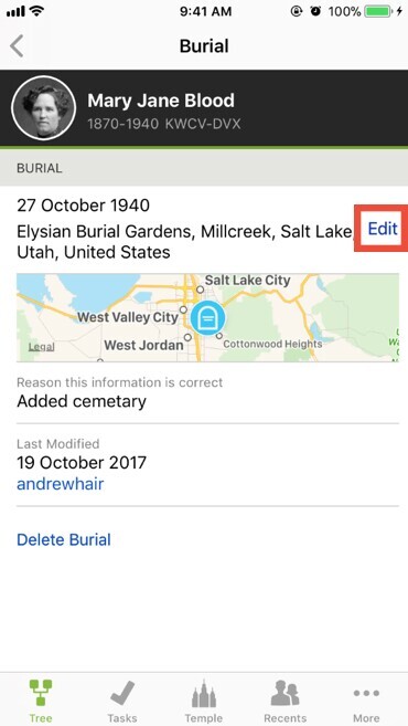 Map your ancestors in the family tree app.