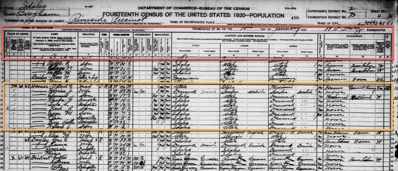1920 census record screenshot