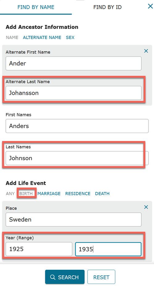 Screenshot showing ways to narrow search results.
