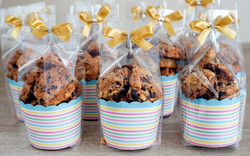 Cookie bags made as a take-home for a funeral.