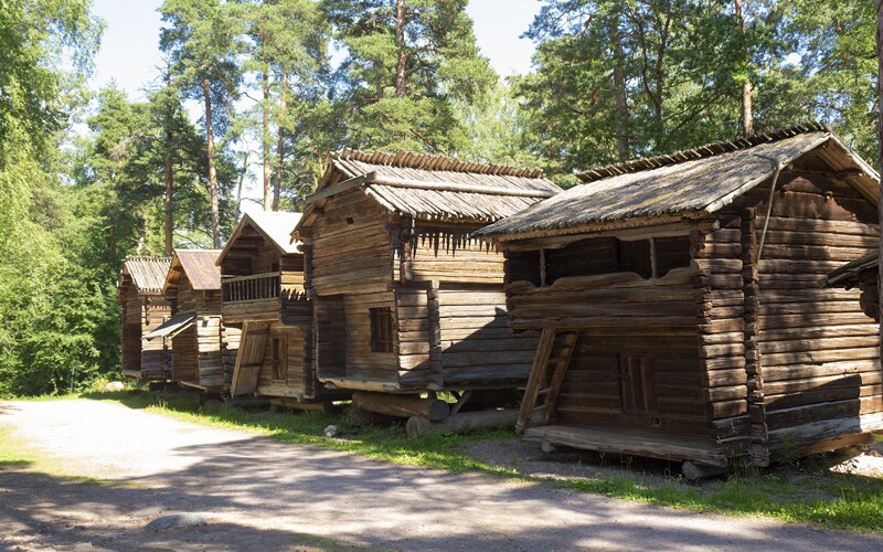 Wooden village in Finland
