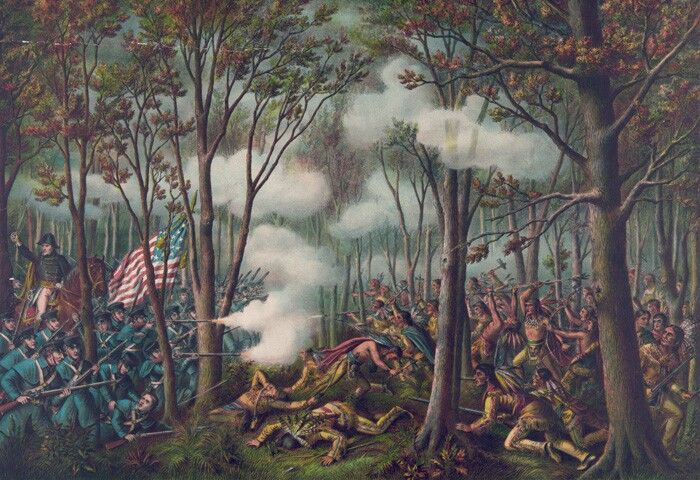 Artist depiction of the Battle of Tippecanoe in the woods. The Battle of Tippecanoe was the battle that started the War of 1812.