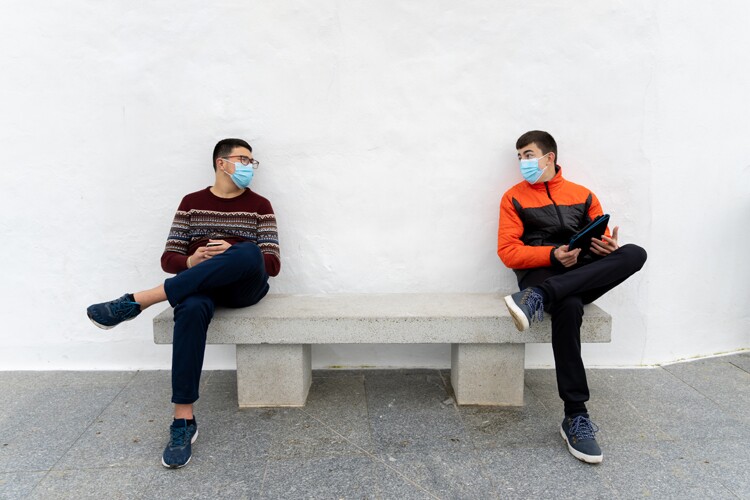 two men on a bench