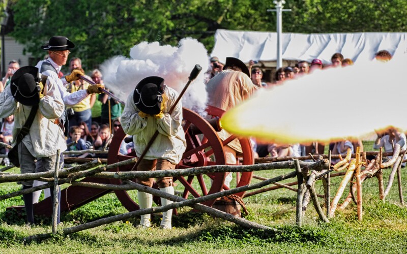 Colonial Williamsburg, Williamsburg, Virginia, United States - living history museum shooting off canon