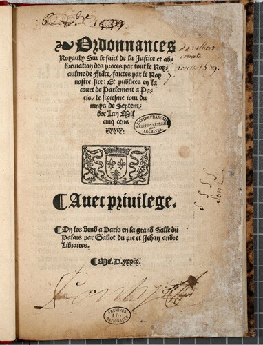 Ordinance of Villers Cotterêts, a french records document