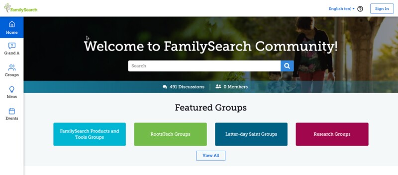 new community on familysearch