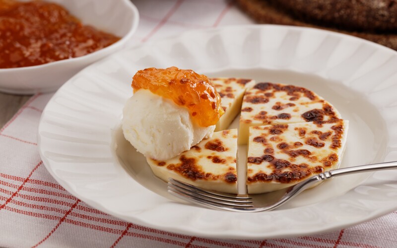 squeaky cheese, a traditional finnish dish.