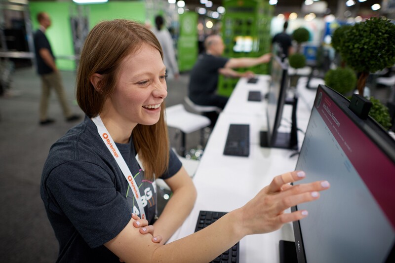 A girl participates in RootsTech from a previous year.