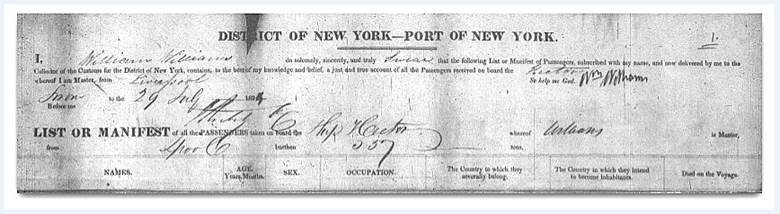 New York Passenger Lists, 1820–1891, National Archives and Records Administration