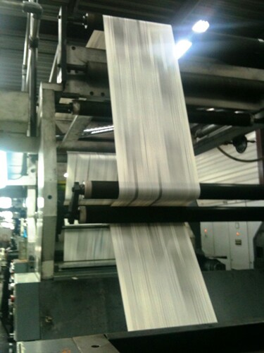 A newspaper printing press.