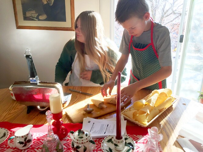 Elaine's grandchildren make Norwegian krumkake cookies.