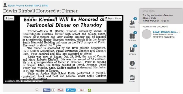 Eddie Kimball Will be Honored