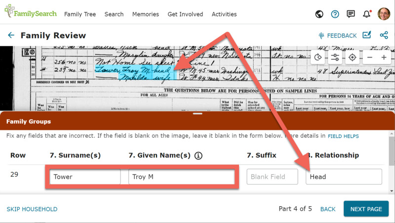 Screenshot showing how to navigate the FamilySearch site.