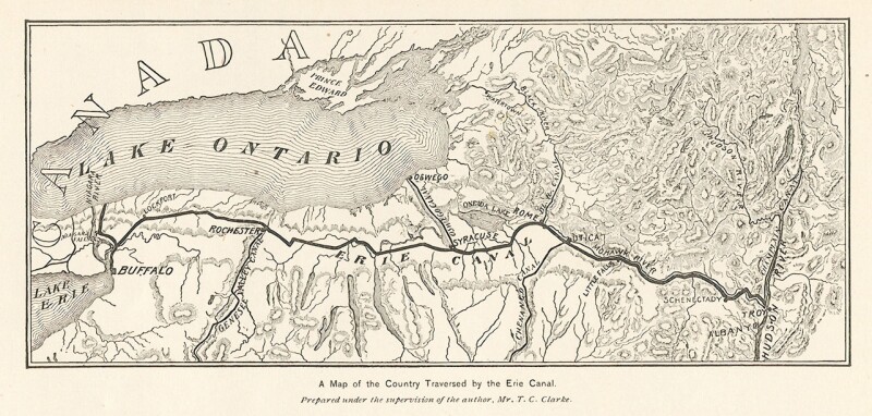 A map of the country traversed by the Erie Canal
