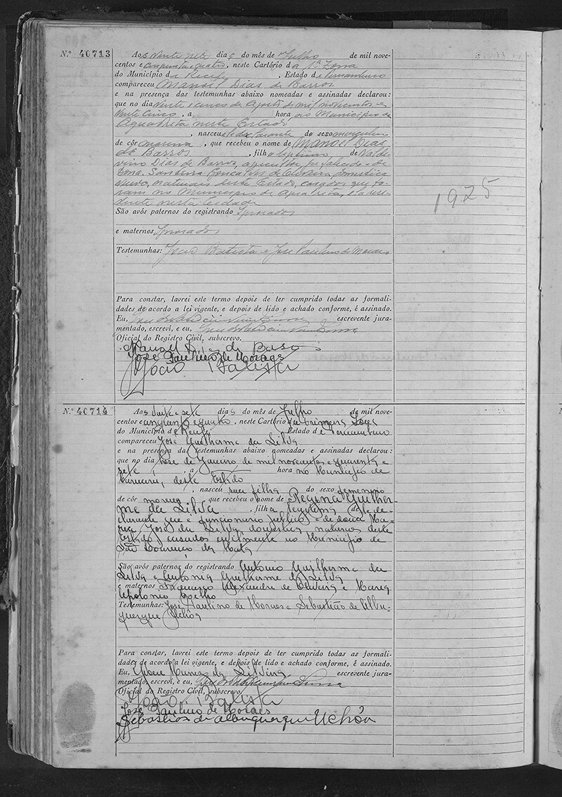 a birth record in portuguese