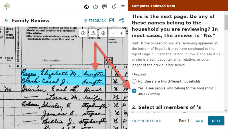 Screenshot showing how to navigate the FamilySearch site.