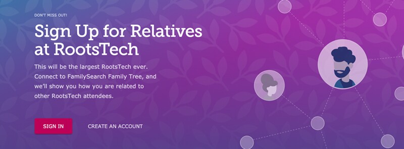 An ad for relatives at RootsTech.