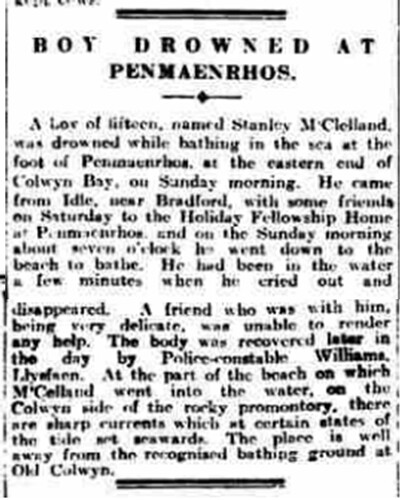 A story on a boy who drowned, found in the british newspaper archives.