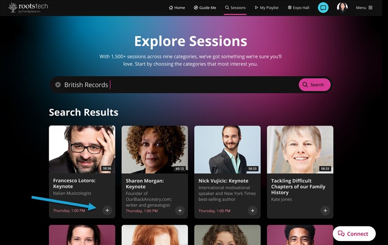 Explore Sessions on the RootsTech Website.
