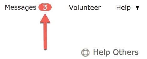 Screenshot of messages bubble on FamilySearch website.