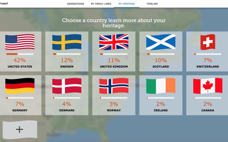 Percentage of countries you and your ancestors are from. where am i from screenshot