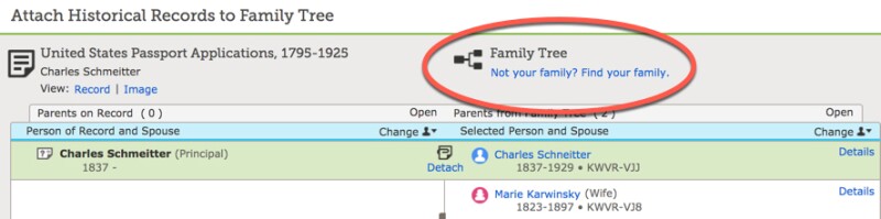Screenshot of "Not your family? Find your family?"