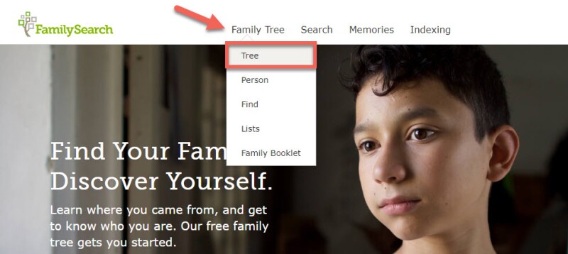Screenshot of the FamilySearch navigation menu.