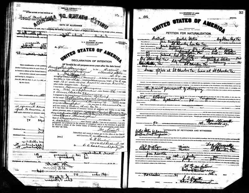 Naturalization record on FamilySearch