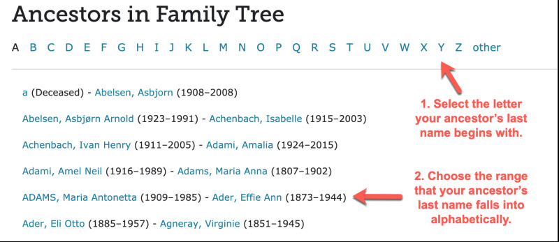 how to find your ancestors in the family tree screenshot