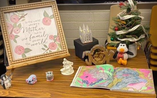 Memorial table from funeral of loving mother.