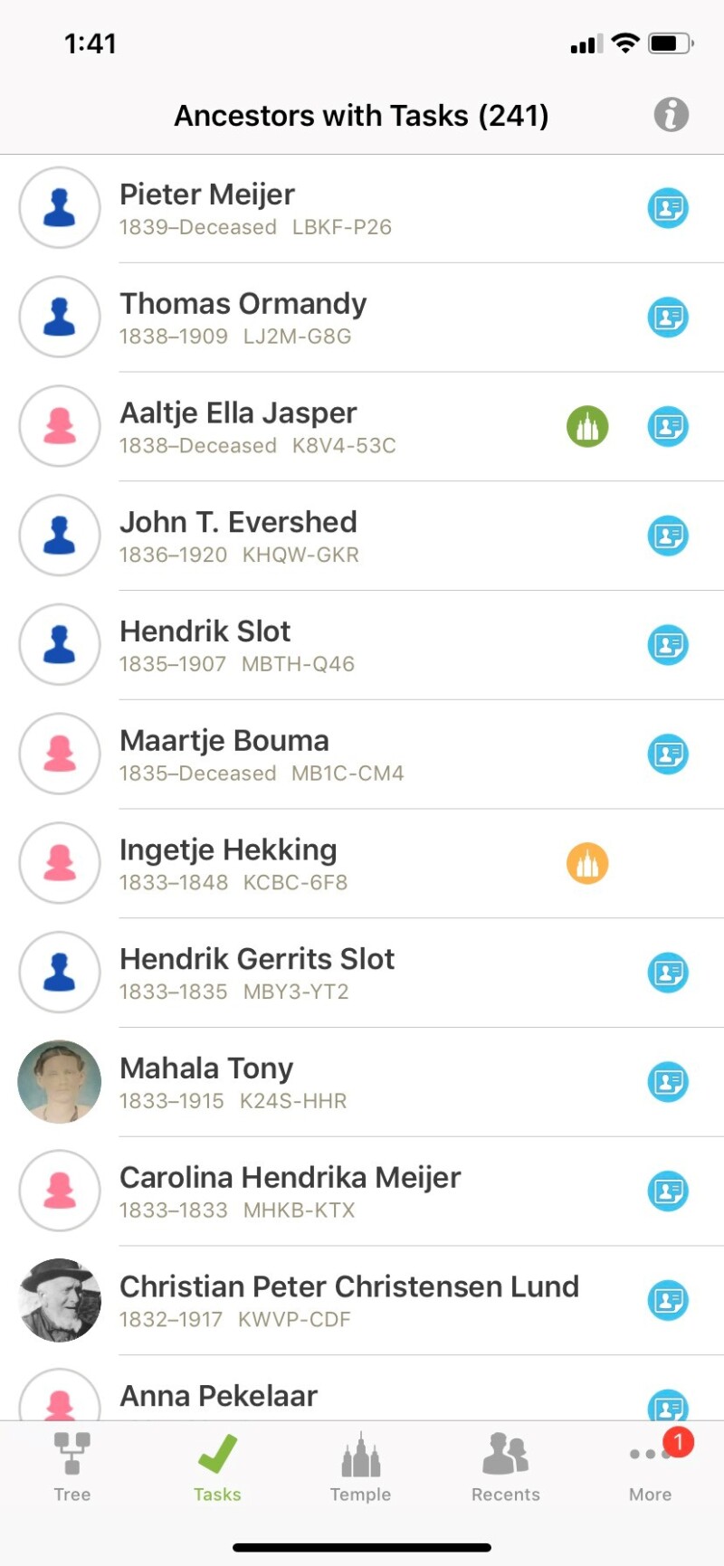 Ancestors with tasks on ios