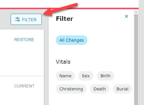 the latest changes tab on FamilySearch