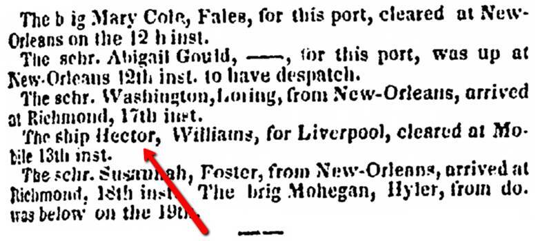 Charleston Courier, Mar. 24, 1834, 2, accessed on GenealogyBank.com