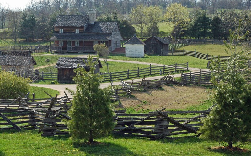 Frontier Culture Museum, Staunton, Virginia. Landscape of the living history attraction
