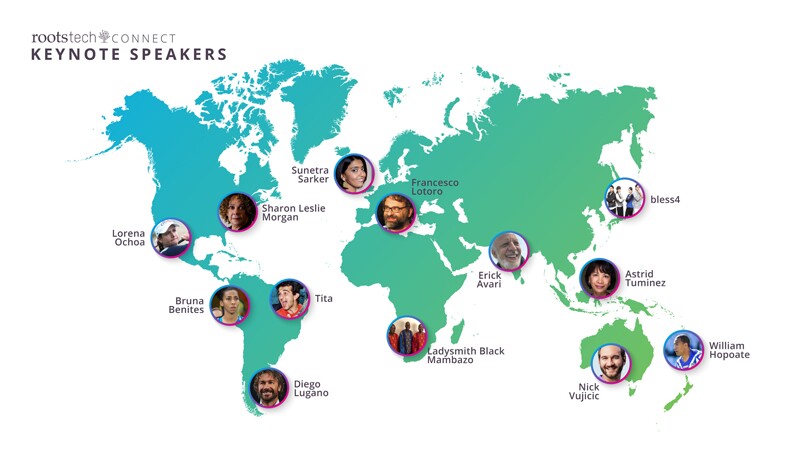 RootsTech keynotes shown from their locations around the world
