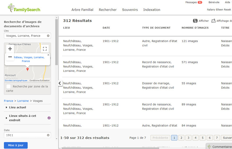 Image de noms de lieux sur la page des résultats.
