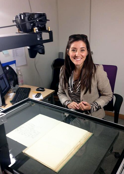 Whitney Peterson digitizing records for FamilySearch