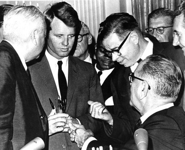 The signing of the 1964 civil rights act.