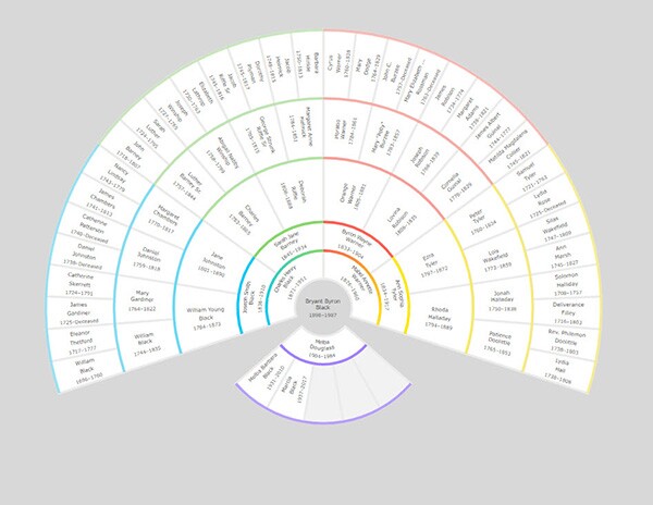 the fan chart view on FamilySearch.org.