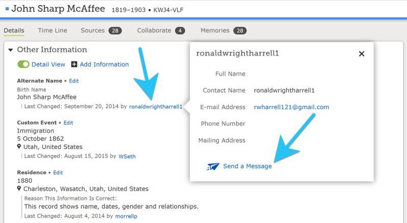 A screenshot showing how to send a message.