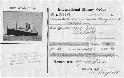 International Money Order from Lisa Alzos Family Heritage